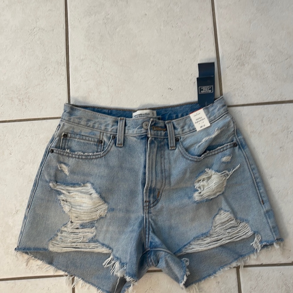 Jean shorts, size 26 Abercrombie and Fitch, mid rise, boyfriend short.